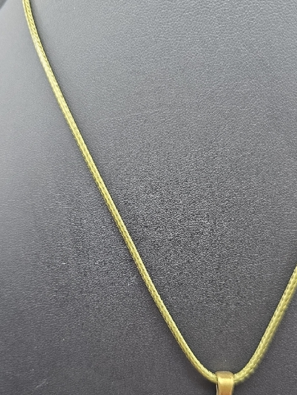 Hand-Crafted | Brass-Tone | Rectangle | Glass Pendant | Necklace w\Pink Accent - Picture 3 of 3